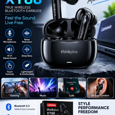 Lenovo Thinkplus XT88 Wireless Bluetooth Earbuds with Dual Mic & Touch Control