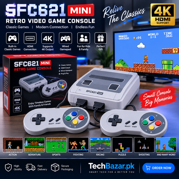 SFC621 Mini Retro Video Game Console 4K HDMI For SNES Home Came Console Built in SFC620 Game with wired Gamepad for Kids Gifts