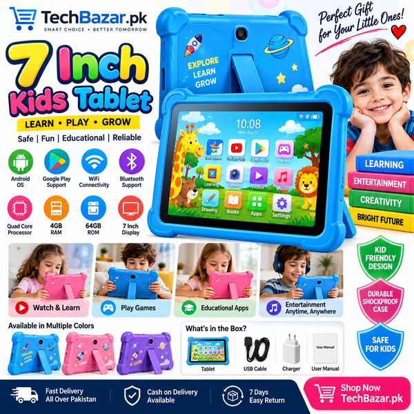 7 Inch Kids Tablet – 4GB RAM 64GB ROM Android WiFi Bluetooth Tablet