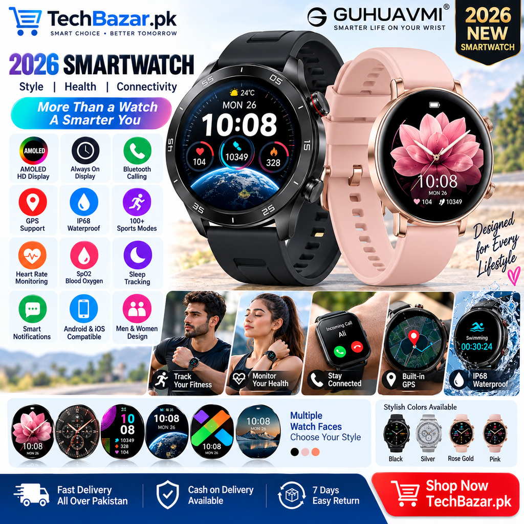 2026 Smartwatch AMOLED HD Display – Bluetooth Calling, GPS & IP68 Waterproof