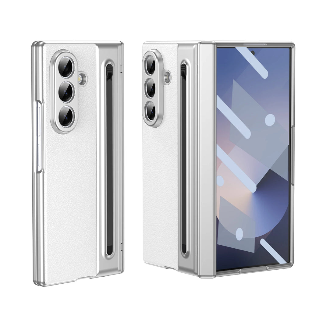 Fully Shockproof Leather Glass Screen Camera Protect Phone Cover with Pen Slot Phone Case for Samsung W25 Z Fold 7 6 5 4