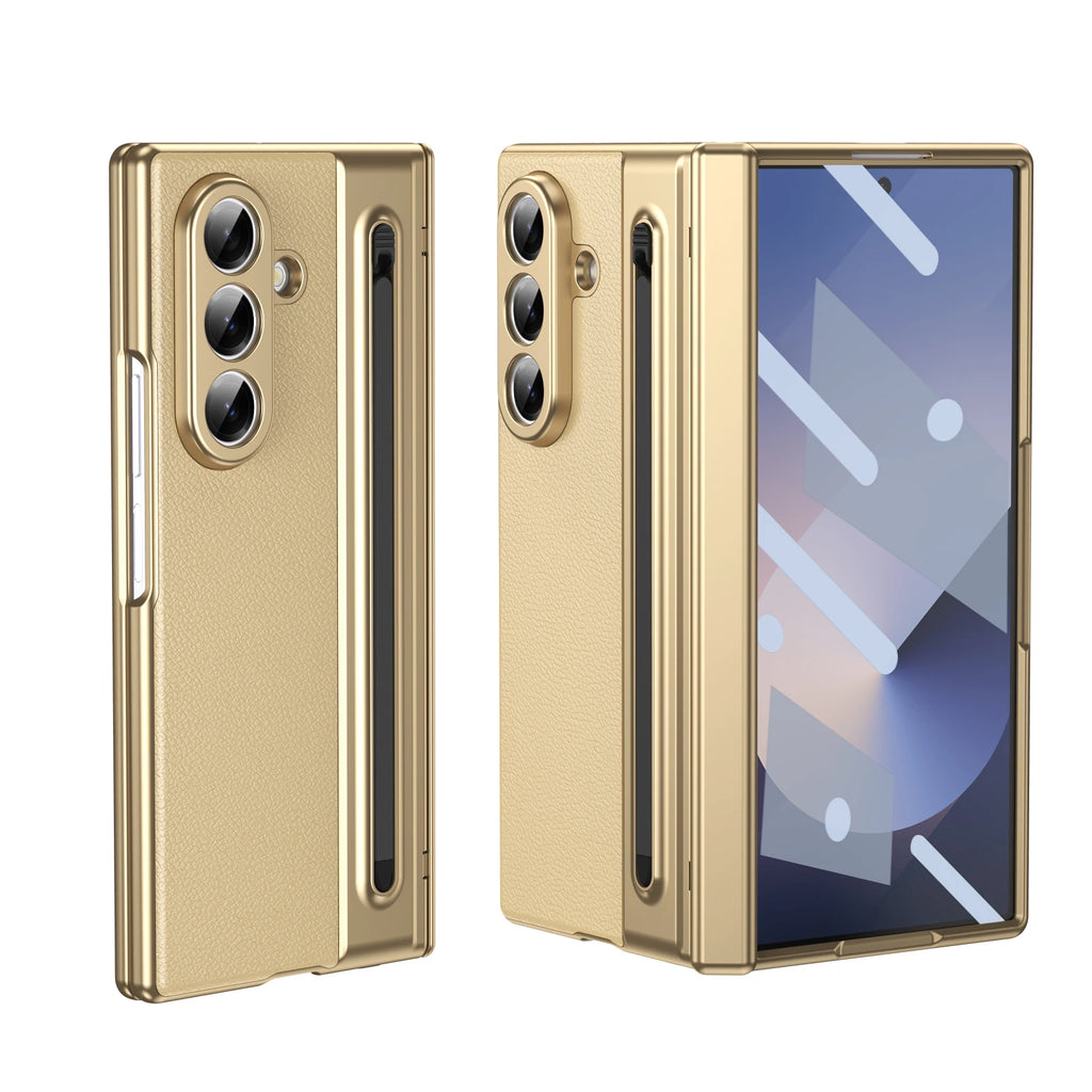 Fully Shockproof Leather Glass Screen Camera Protect Phone Cover with Pen Slot Phone Case for Samsung W25 Z Fold 7 6 5 4