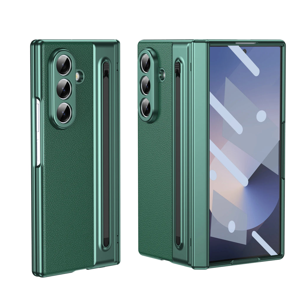 Fully Shockproof Leather Glass Screen Camera Protect Phone Cover with Pen Slot Phone Case for Samsung W25 Z Fold 7 6 5 4