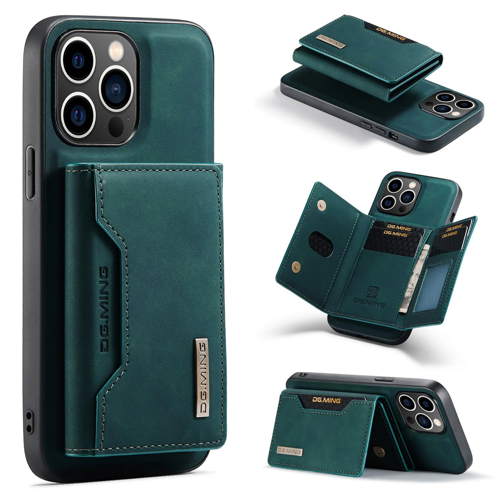 Original DG.MING 2-in-1 Detachable Magnetic Wallet Phone Case for iPhone 18 Samsung with Card Holder