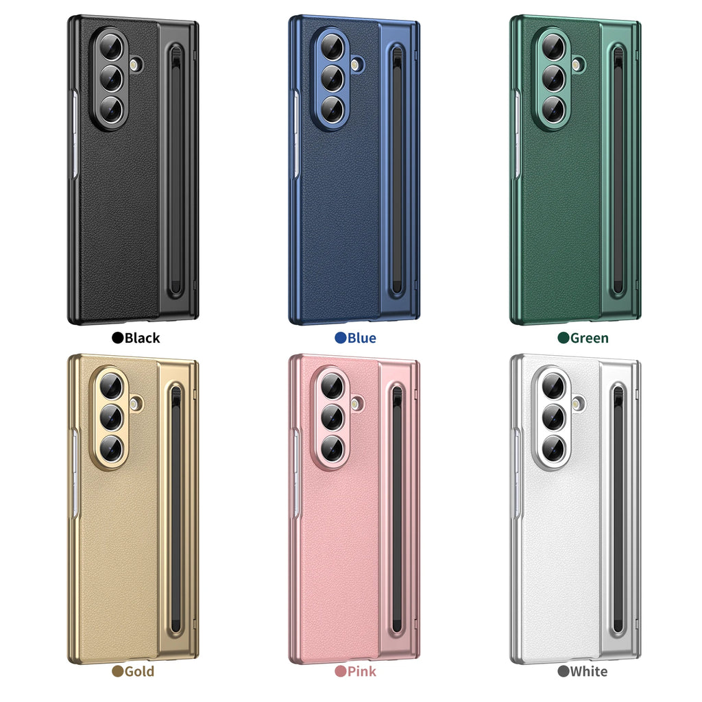 Fully Shockproof Leather Glass Screen Camera Protect Phone Cover with Pen Slot Phone Case for Samsung W25 Z Fold 7 6 5 4
