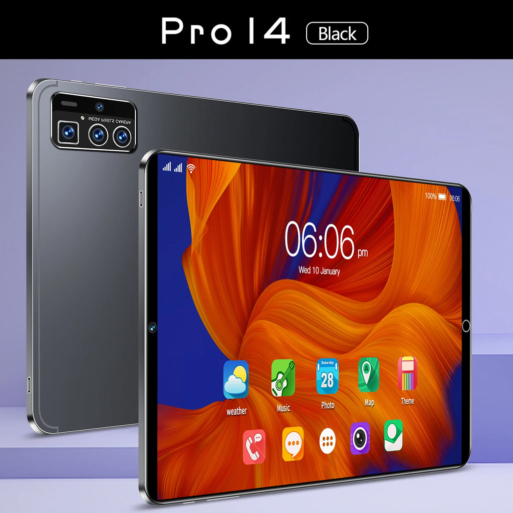 Pro14 Android 12 Tablet PC Mobile Phone MTK Octa Core 5MP+13MP Cameras 16GB Capacitive with GSM 4G 5G New