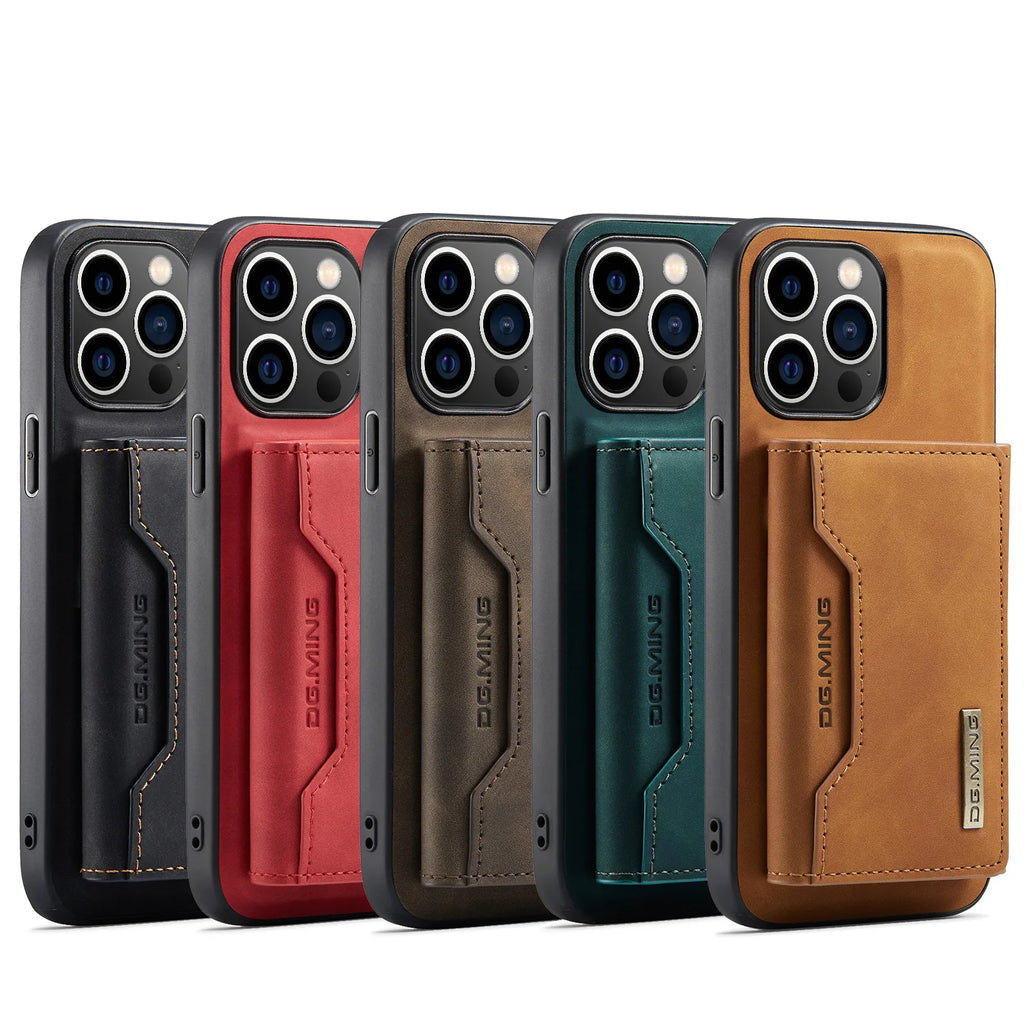 Original DG.MING 2-in-1 Detachable Magnetic Wallet Phone Case for iPhone 18 Samsung with Card Holder