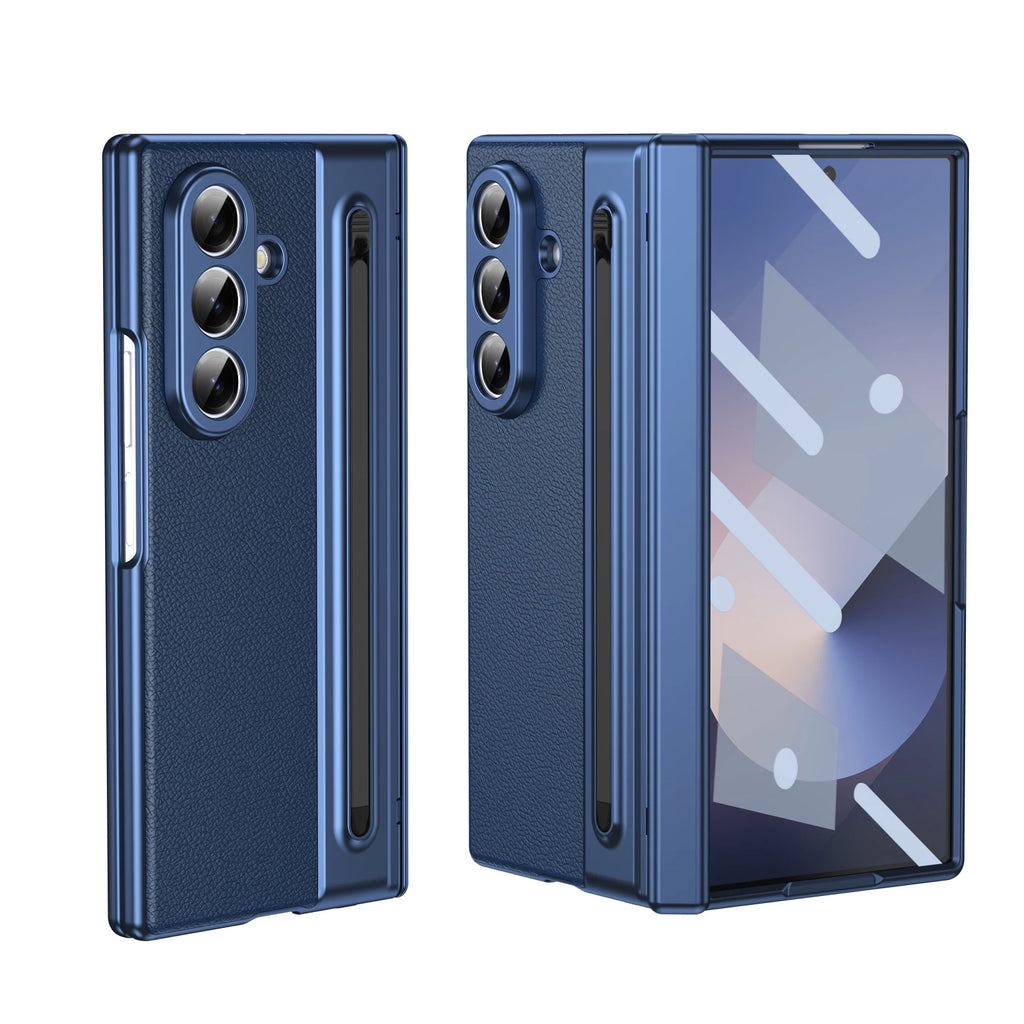 Fully Shockproof Leather Glass Screen Camera Protect Phone Cover with Pen Slot Phone Case for Samsung W25 Z Fold 7 6 5 4