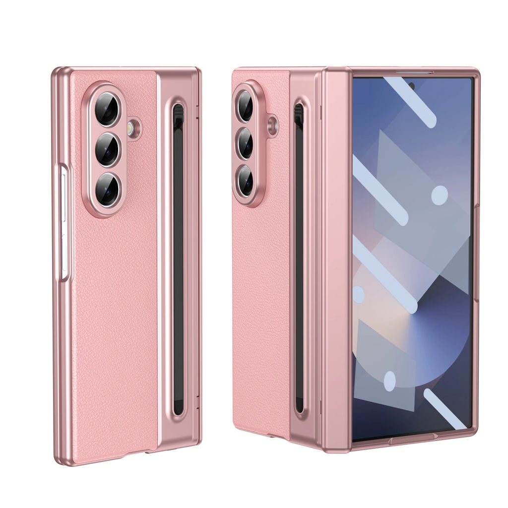 Fully Shockproof Leather Glass Screen Camera Protect Phone Cover with Pen Slot Phone Case for Samsung W25 Z Fold 7 6 5 4