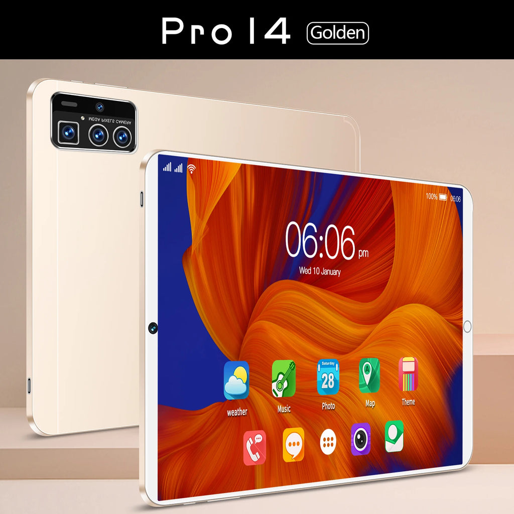 Pro14 Android 12 Tablet PC Mobile Phone MTK Octa Core 5MP+13MP Cameras 16GB Capacitive with GSM 4G 5G New