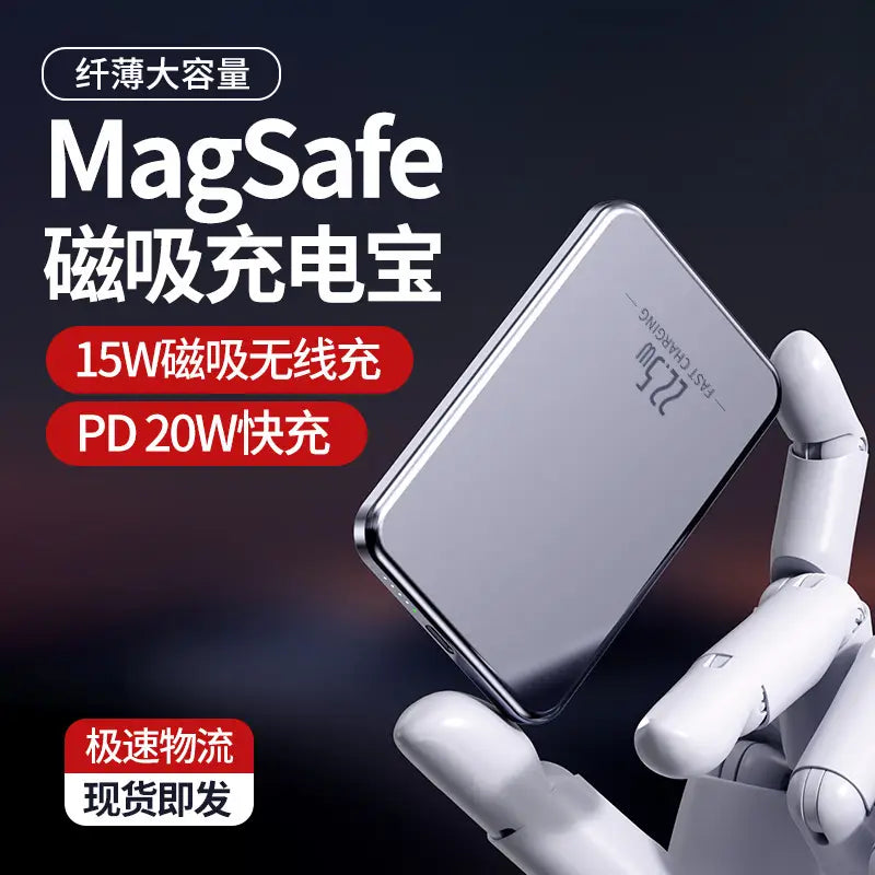 Ultra-Thin MagSafe Magnetic Wireless Power Bank 10000mAh – Aluminum Alloy Mini Charger