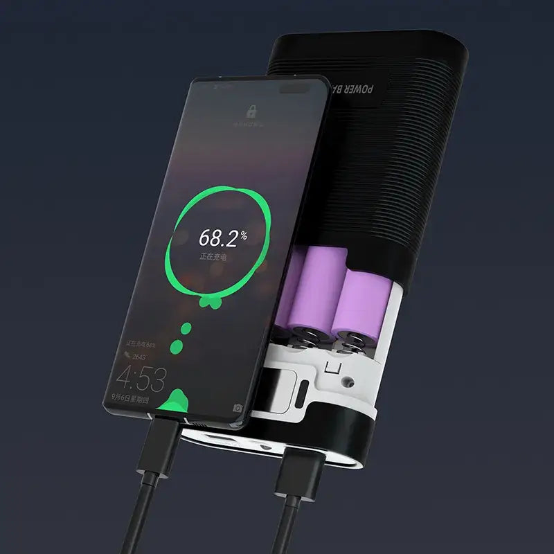 4-Cell 18650 Battery Power Bank Case – Solder-Free Rechargeable Power Bank with Reverse Protection