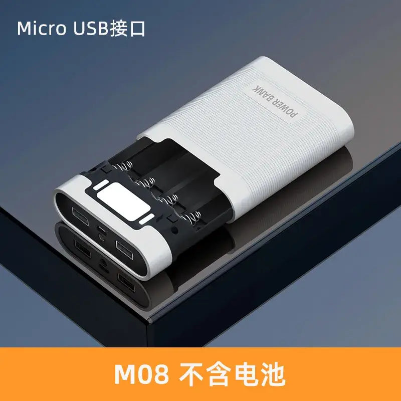 4-Cell 18650 Battery Power Bank Case – Solder-Free Rechargeable Power Bank with Reverse Protection