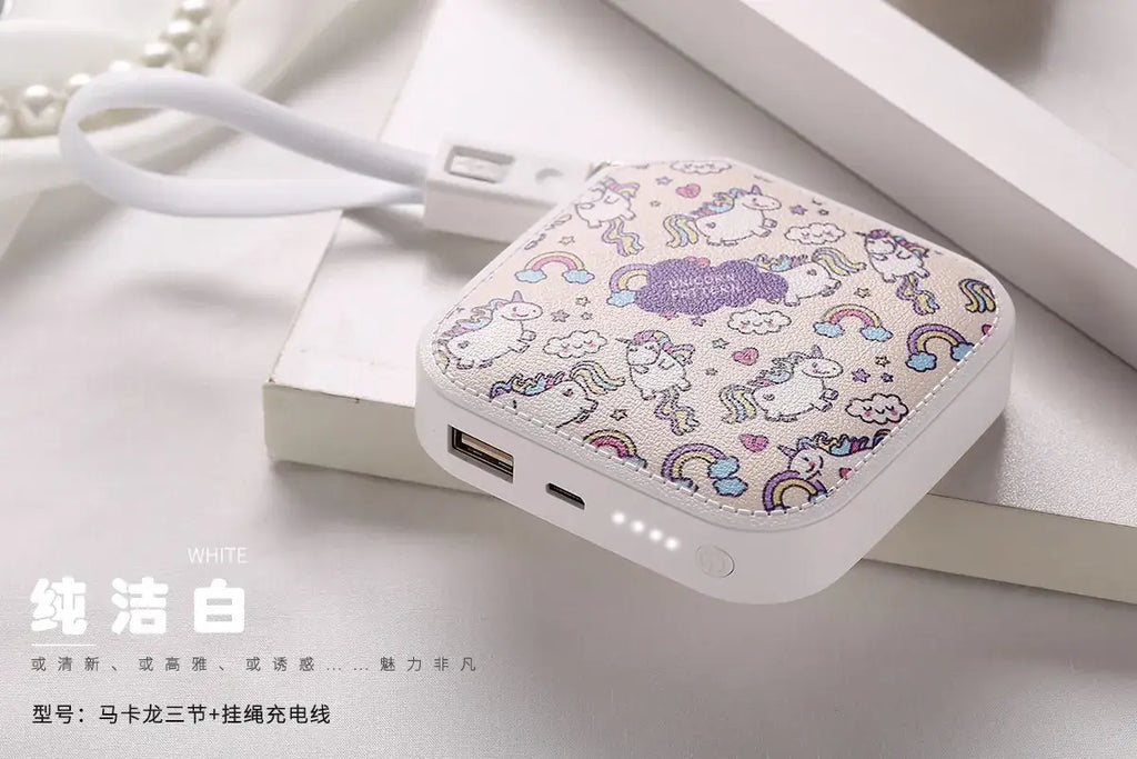 Mini Portable Power Bank 20000mAh – Compact White Fast Charging Battery Pack