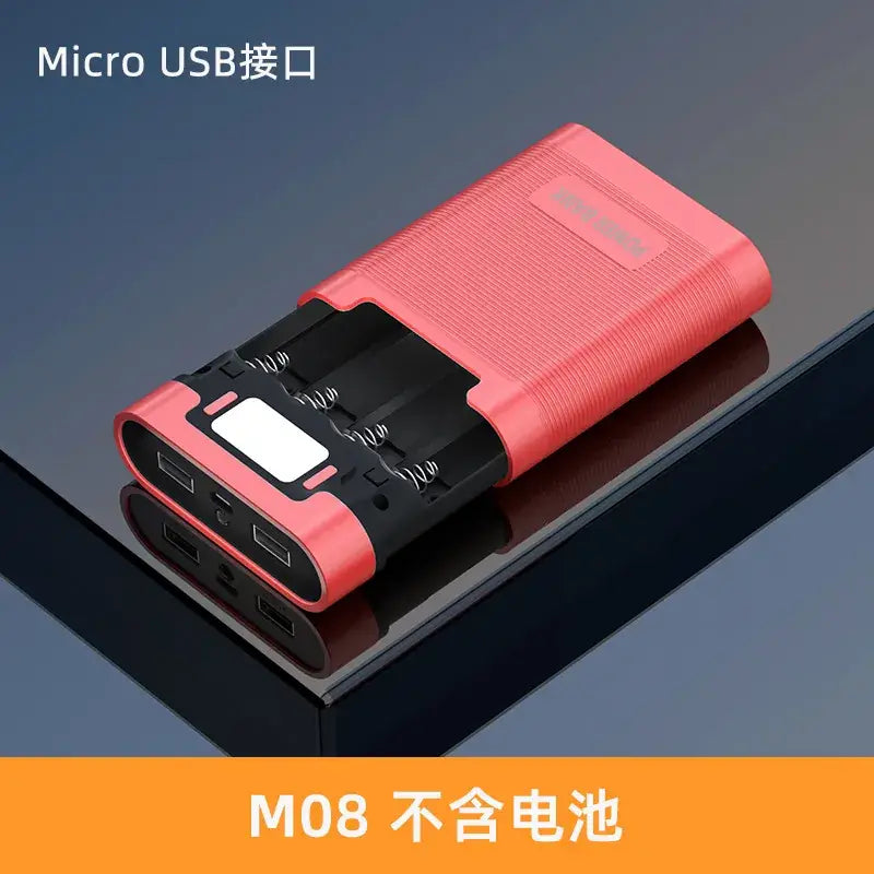4-Cell 18650 Battery Power Bank Case – Solder-Free Rechargeable Power Bank with Reverse Protection
